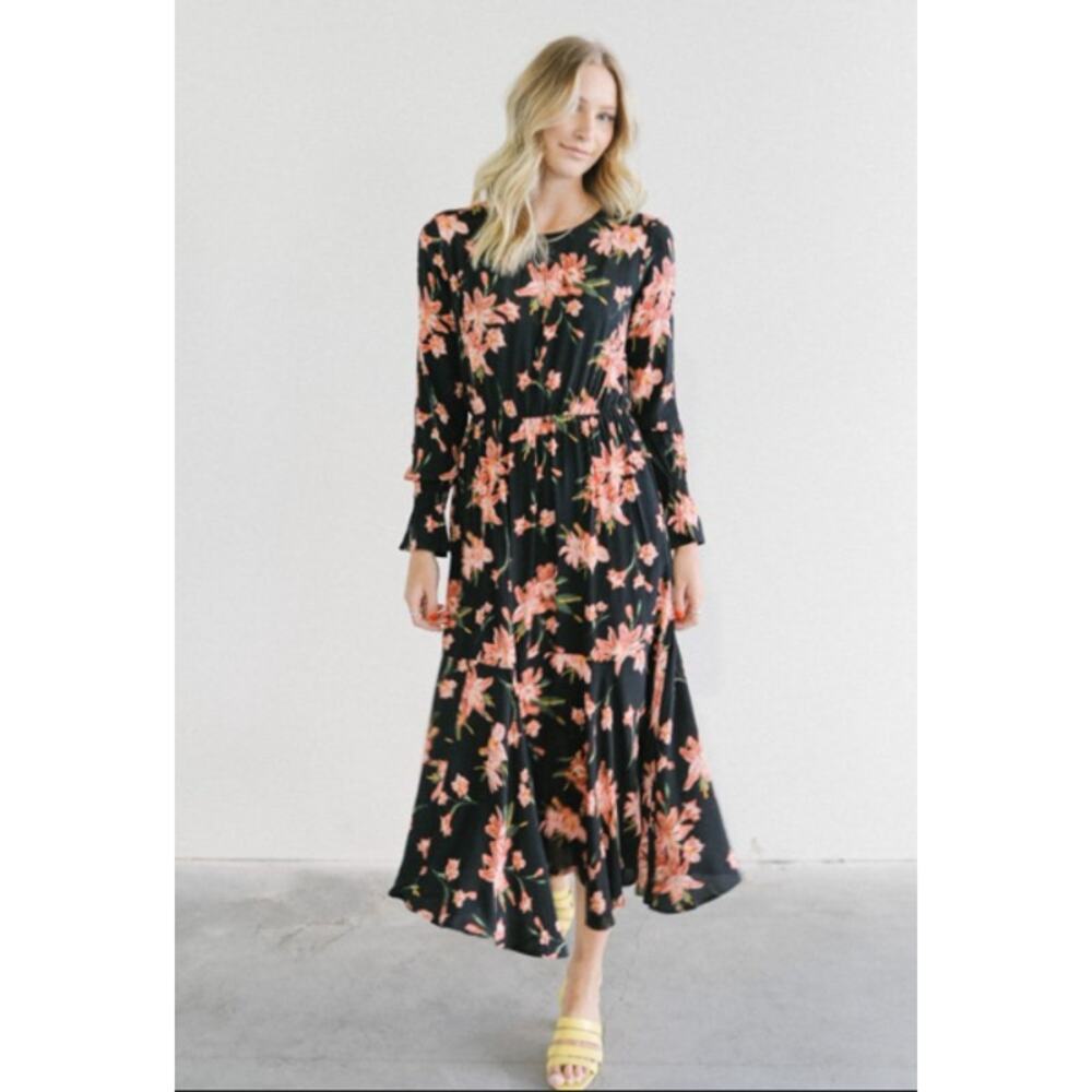 Just Female Women Floral Midi Dresses 100% Viscose Sz M